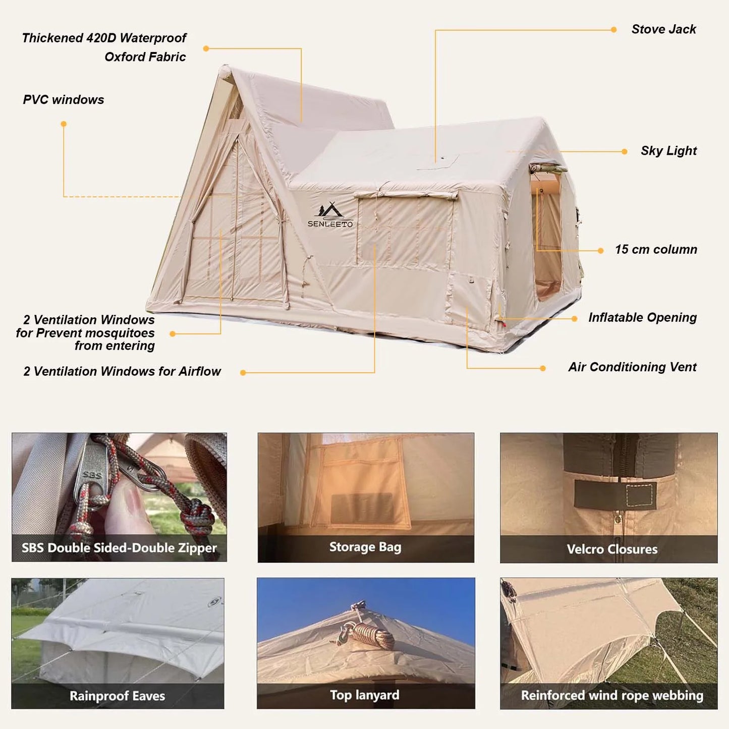 SENLEETO Quick Automatic Inflatable Tent For Family Camping