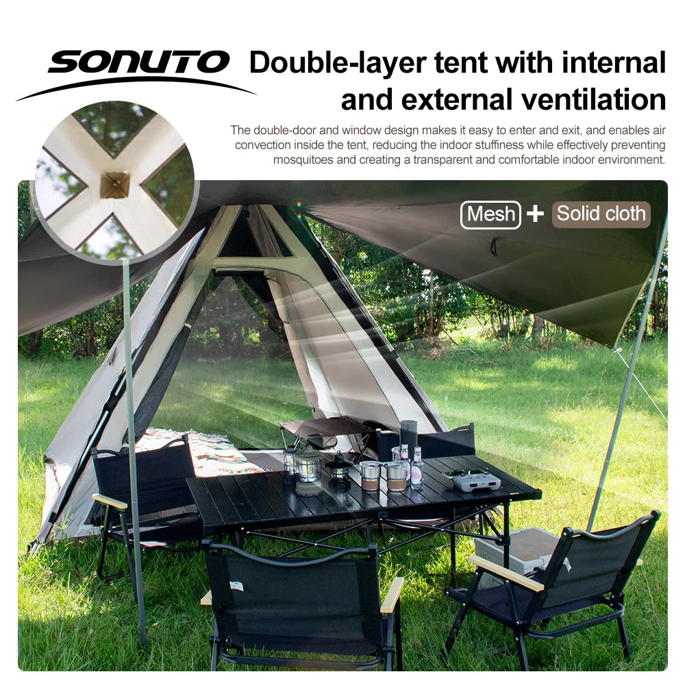 Sonuto Instant Pop Up Pyramid Tent For 5 To 8 People Waterproof
