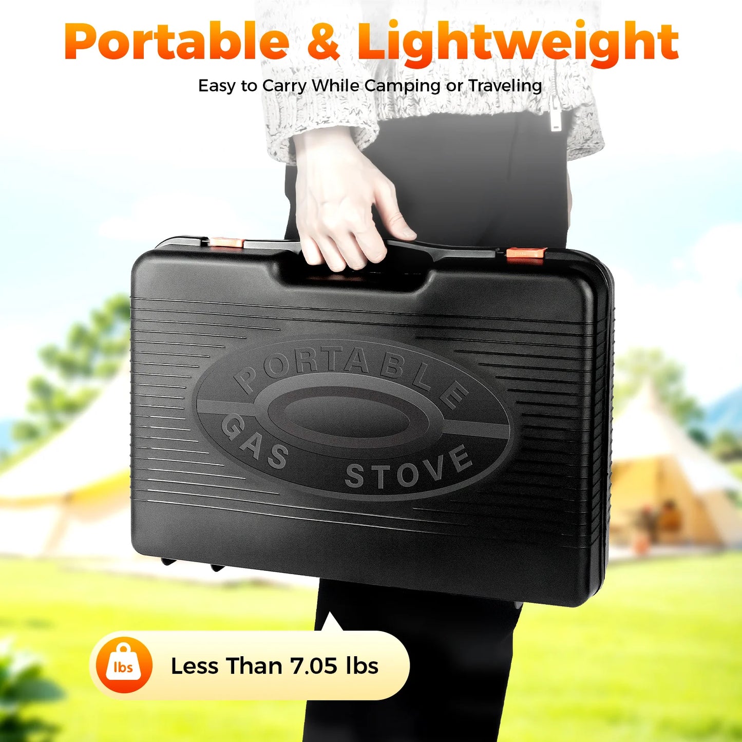 Portable Butane Gas Stove for Camping with Carrying Case