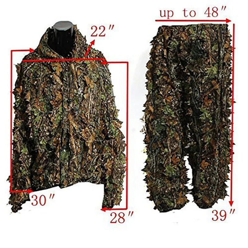 3D Ghillie Suit Tactical Outdoor Camouflage Leafy Jungle Unisex Set