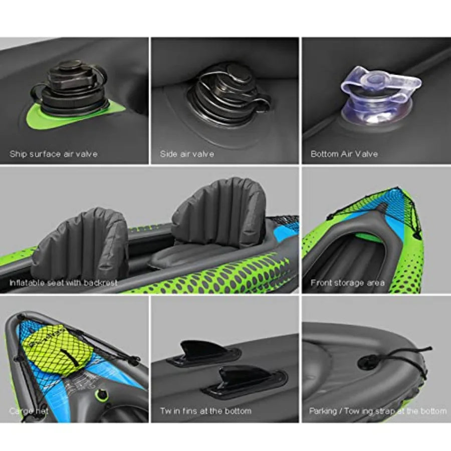 XMSJ Inflatable Kayak for Two Person Tandem with Aluminum Paddles