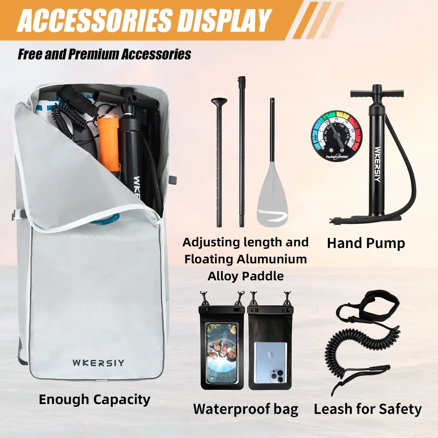 WKERSIY Inflatable Stand Up Paddleboard Surfboard For Water Sports