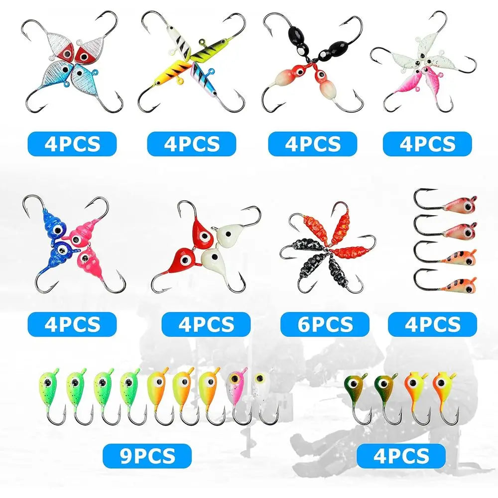 Glow Ice Fishing Lures Kit For Crappie Panfish Walleye Perch