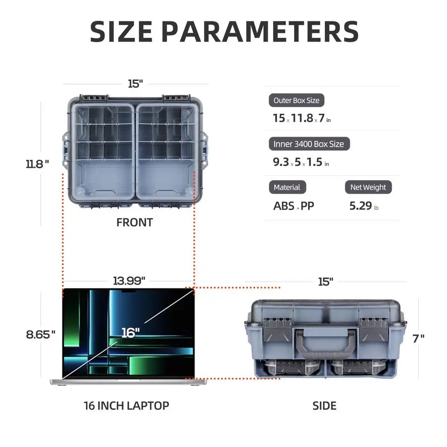 XMSJ Universal Fishing Tackle Box With Two Small Tackle Trays