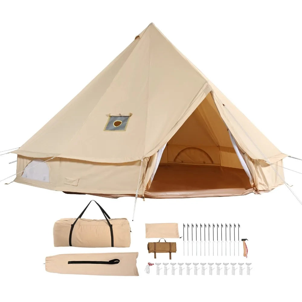 Canvas Bell Tent Waterproof Camping Yurt With Stove Jack