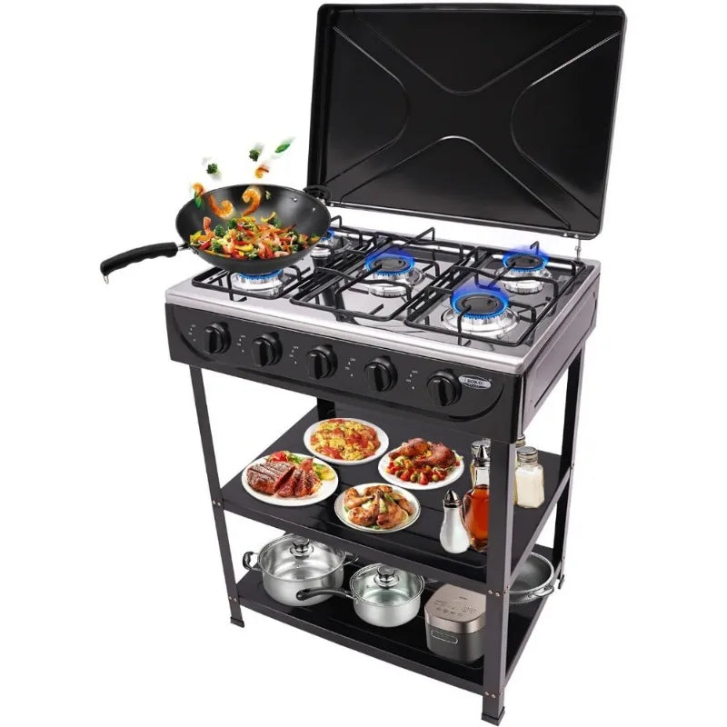 Natural Gas Stove Outdoor 5 Burner Portable Windshield For Camping