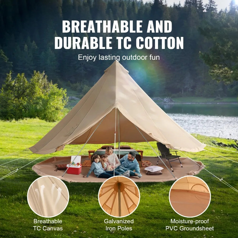 Canvas Bell Tent Waterproof Camping Yurt With Stove Jack