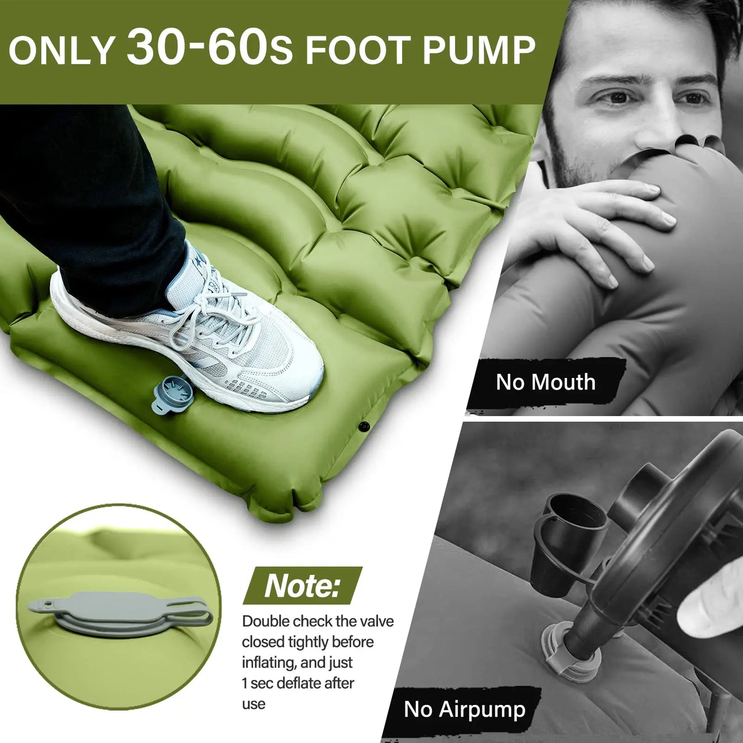WEST TUNE Ultralight Camping Sleeping Pad Built In Pillow