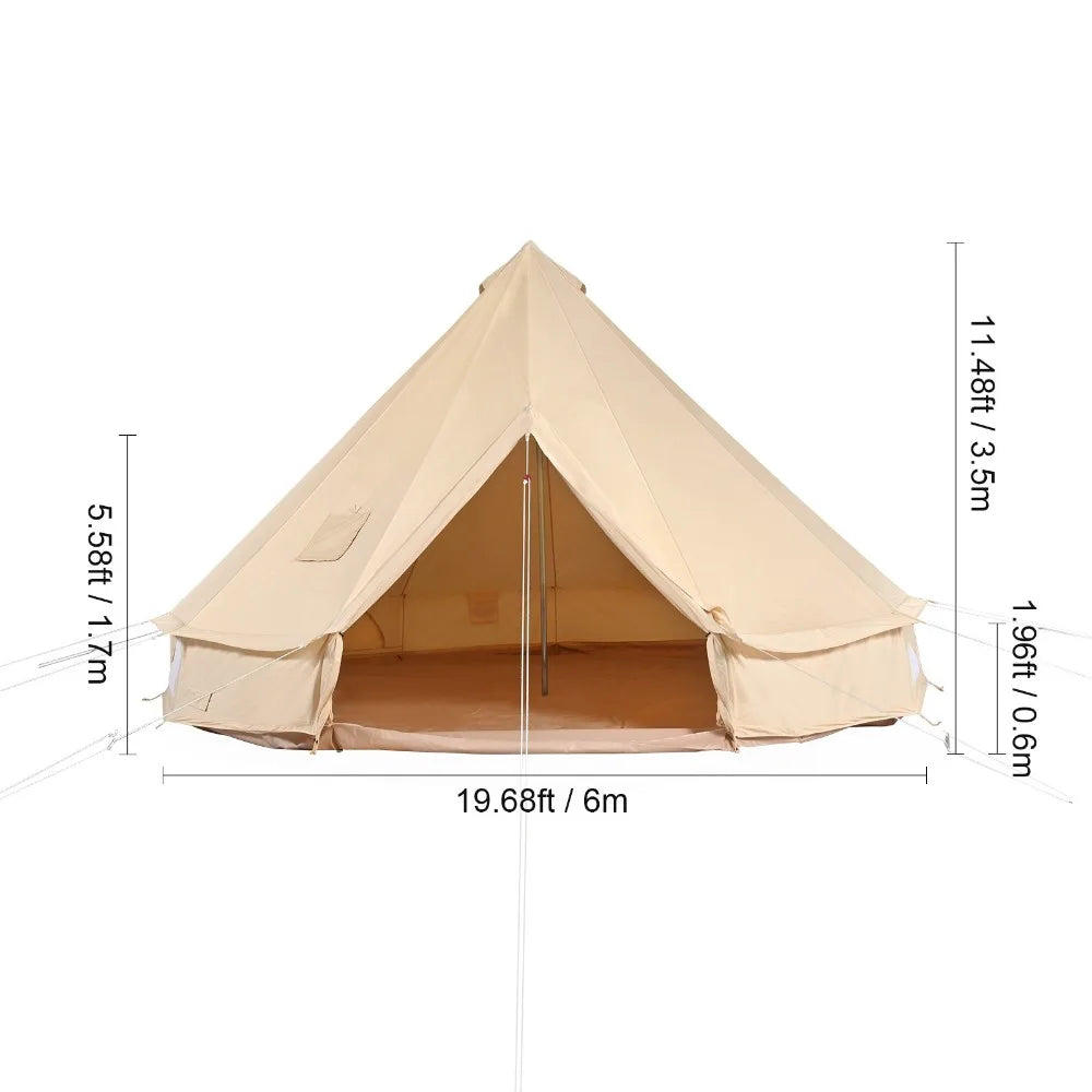 Canvas Bell Tent Waterproof Camping Yurt With Stove Jack