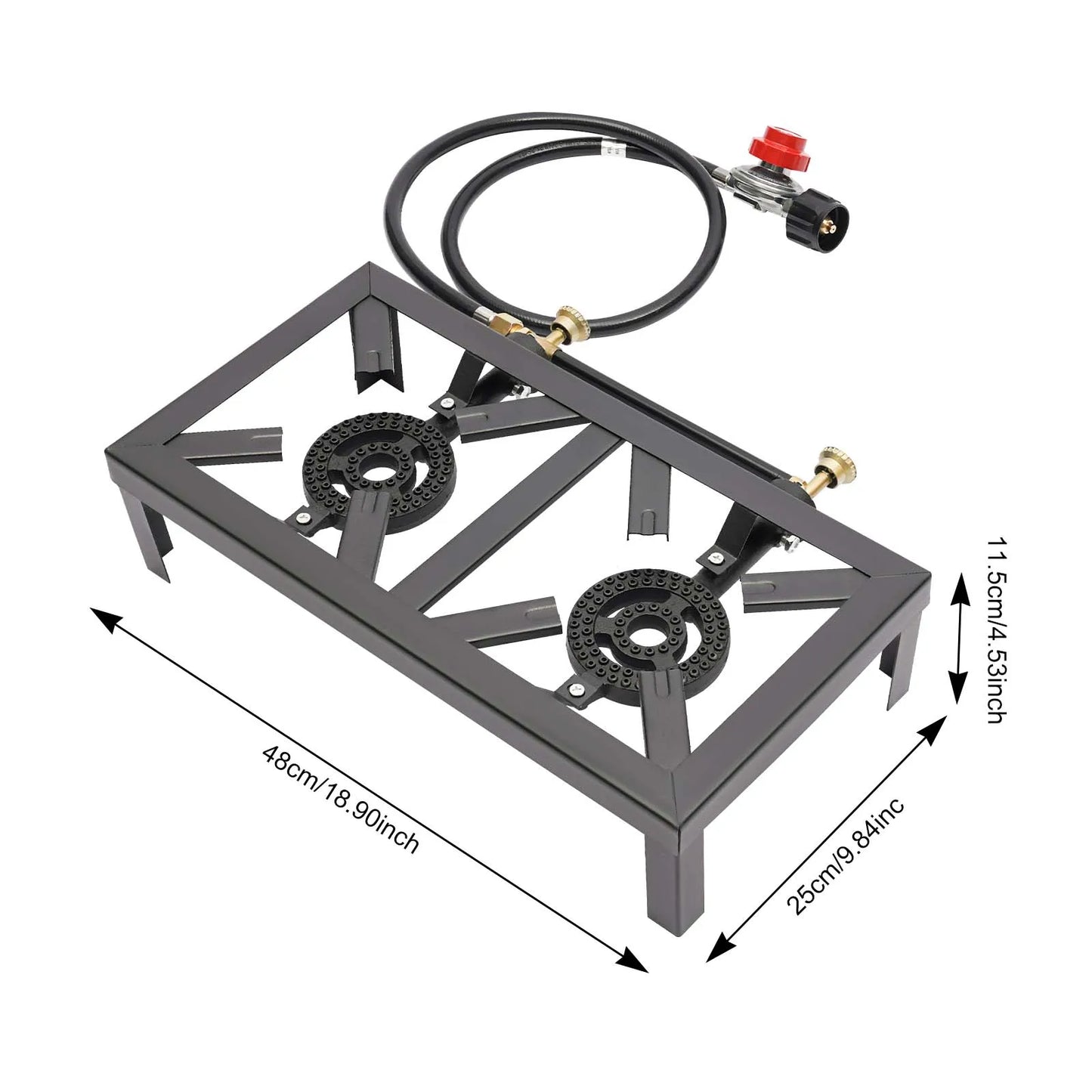 NONED Double Propane Gas Burner Stove For Camping Regulator Hose