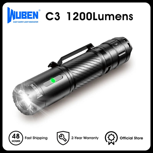WUBEN C3 1200 Lumen IP68 Rechargeable LED Flashlight For Camping