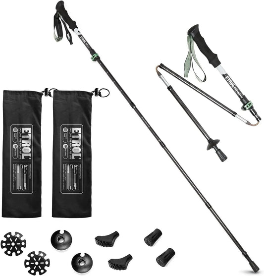 XMSJ Carbon Fiber Trekking Poles 2-Piece Folding Lightweight
