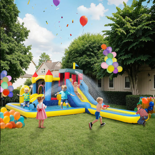 Qaba 6-In-1 Inflatable Water Slide Park